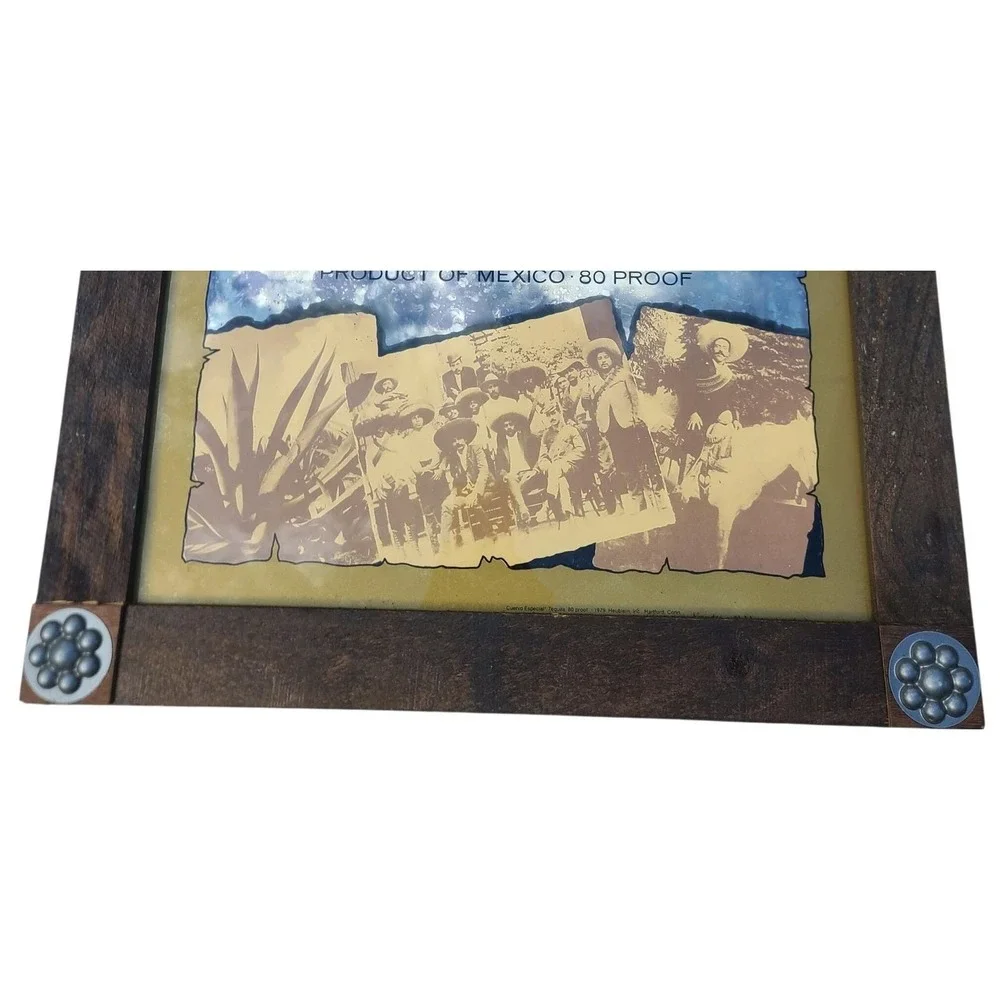 Vintage Jose Cuervo Especial Tequila Bar Mirror Wood Frame Heublein Original Box